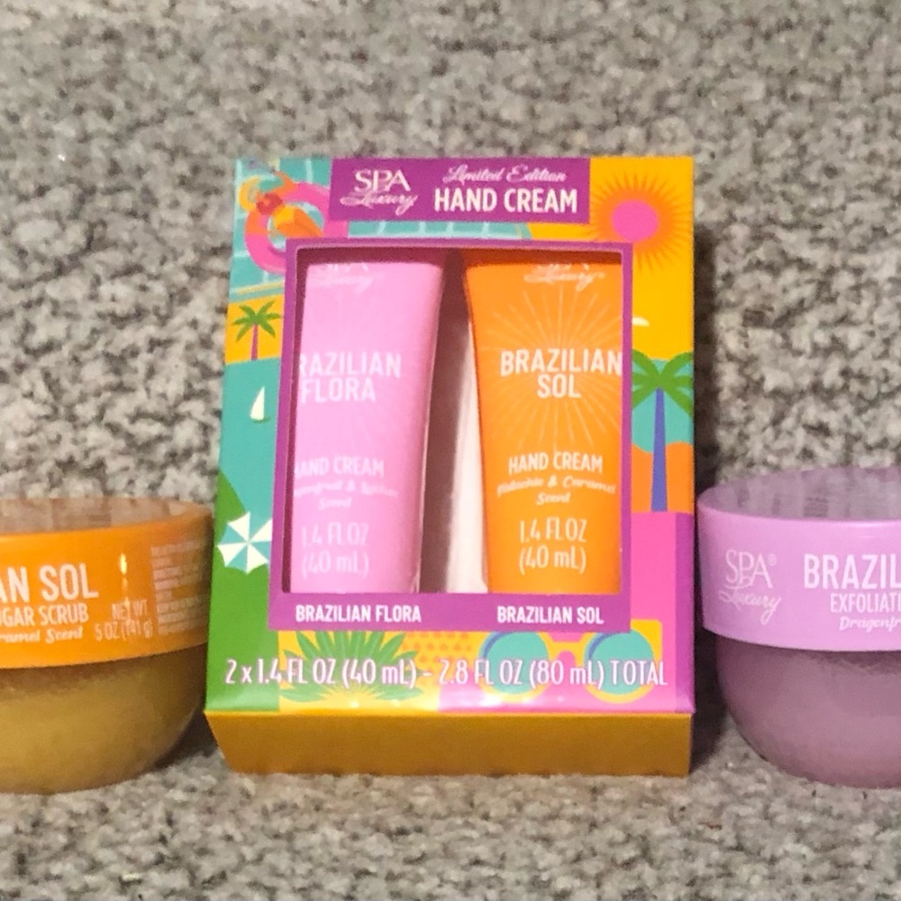 Spa Luxury Brazilian Sol and Flora Hand Cream & Scrubs (Set of 3).